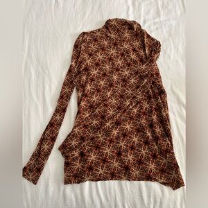 Jane and Delancey Geometric Patterned Top - Brown and Black